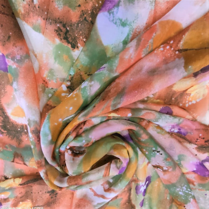 Splash Of Colors Print On Silk Chiffon