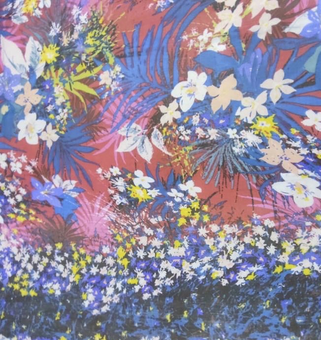 Summer Flower Garden Print On Silk Chiffon