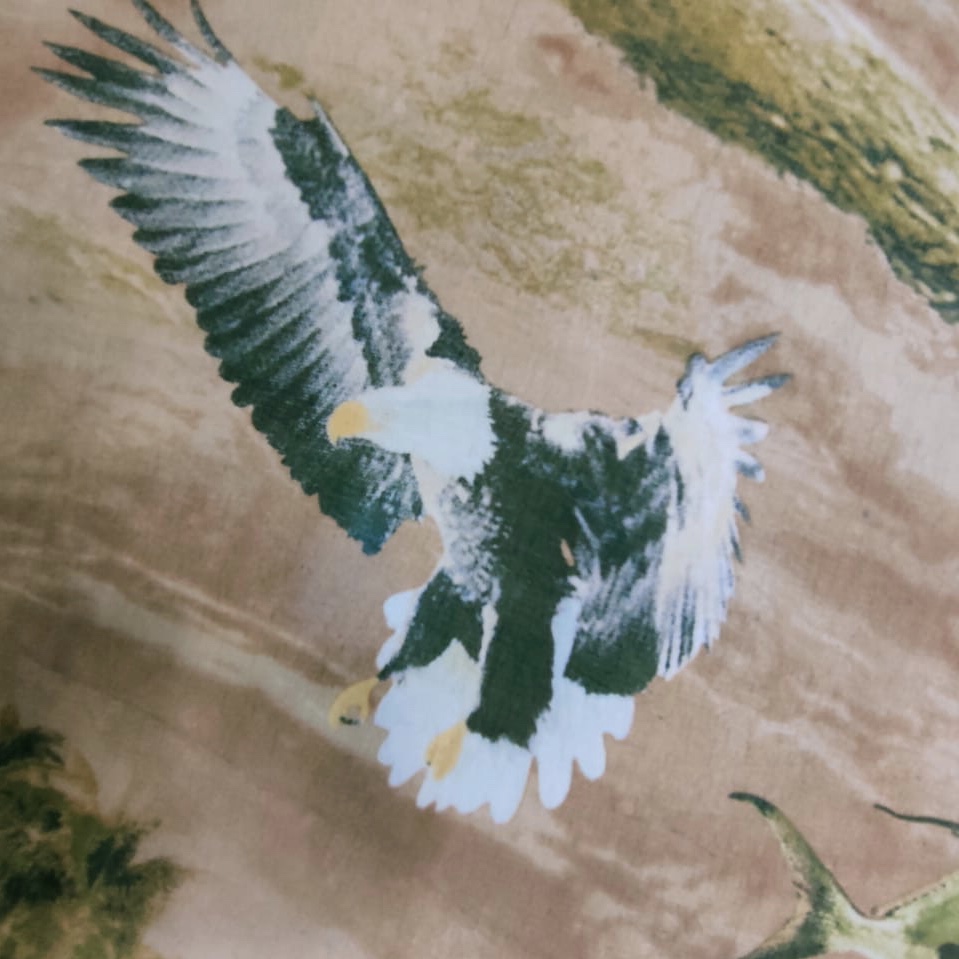 Free Bird Print On Silk Chiffon