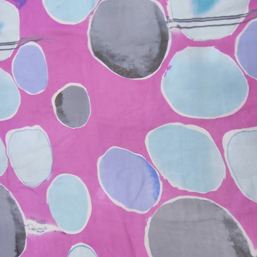 Seashore Pebbles Print On Silk Chiffon