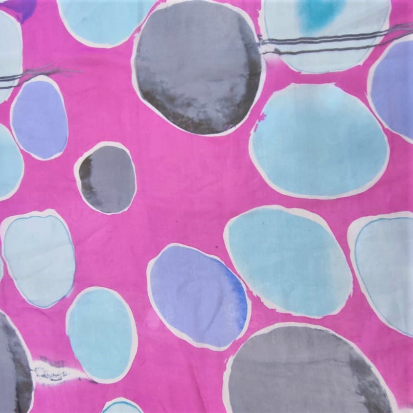 Seashore Pebbles Print On Silk Chiffon