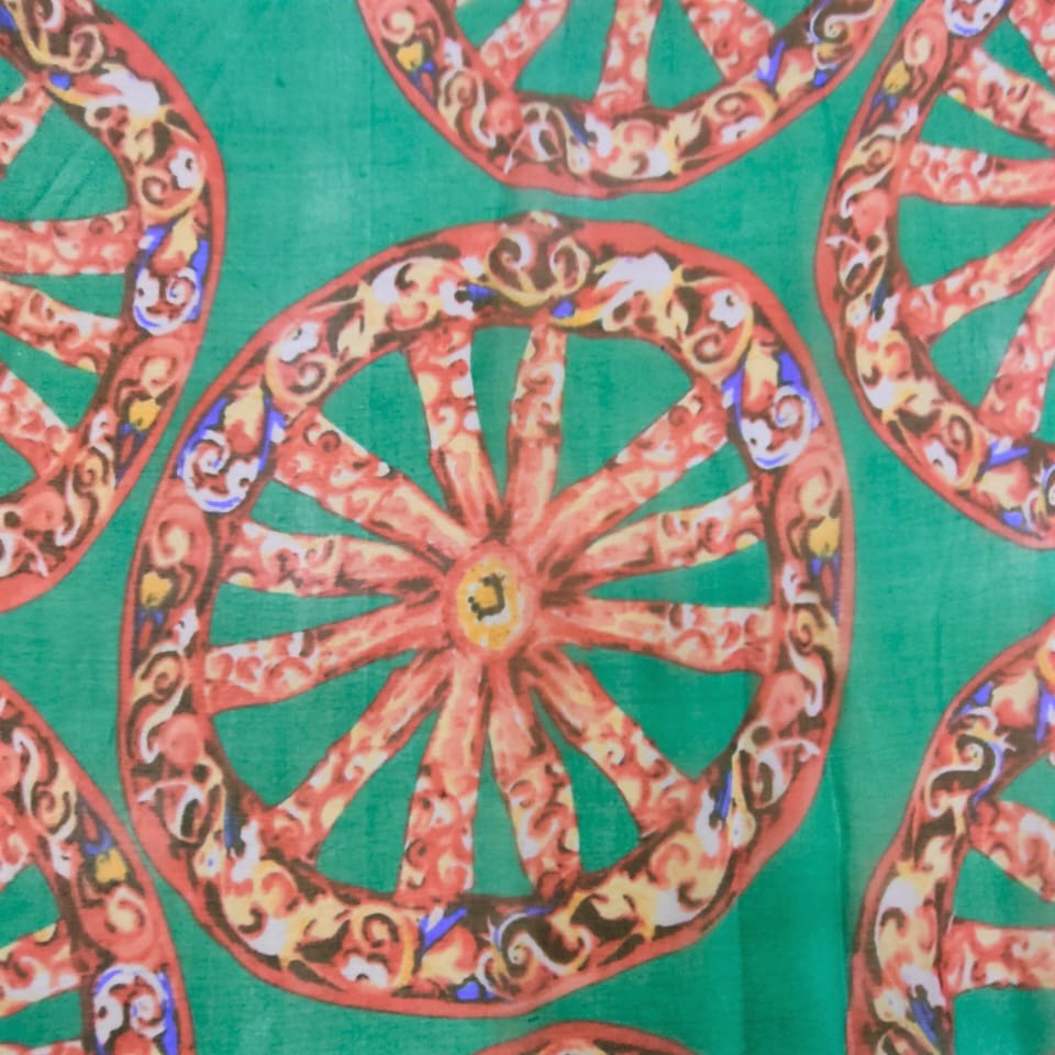 Wheel Of Art (Brown) Print On Silk Chiffon