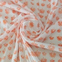 White Cotton Orange Block Print Woven Fabric
