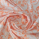White Cotton Orange Paisley Block Print Woven Fabric
