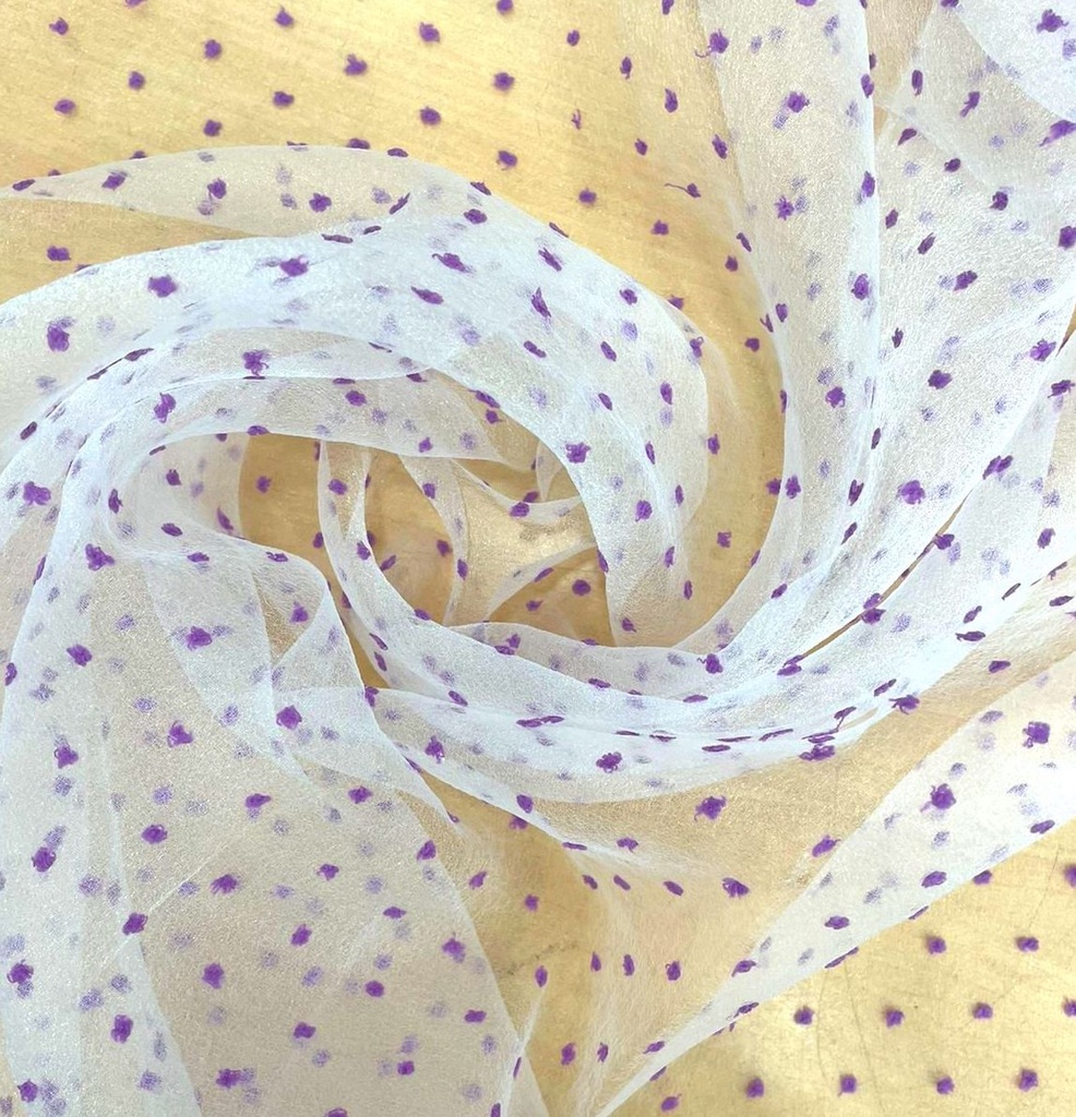 Madonna Organza Dyed Fabric (Two Tone)(Lavender on White 4)