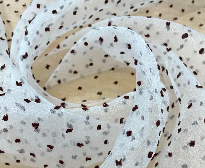 Madonna Organza Dyed Fabric (Two Tone)(Brown on White16)