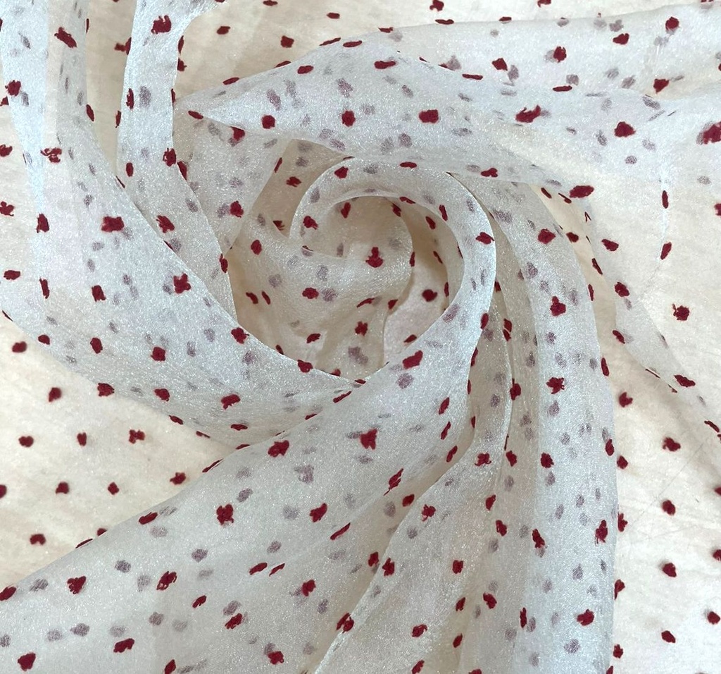 Madonna Organza Dyed Fabric (Two Tone)(Dark Red on Creams 14)