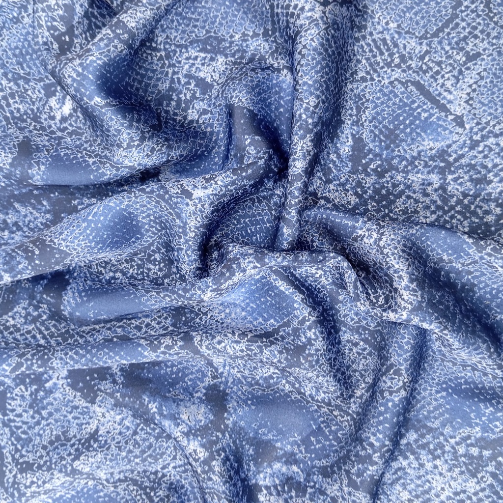 Royal Blue Snake Skin Print On Korean Satin SS22L KSPL48