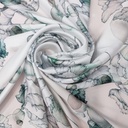 Ocean Flower Print On Korean Satin SS22L-KSPL32