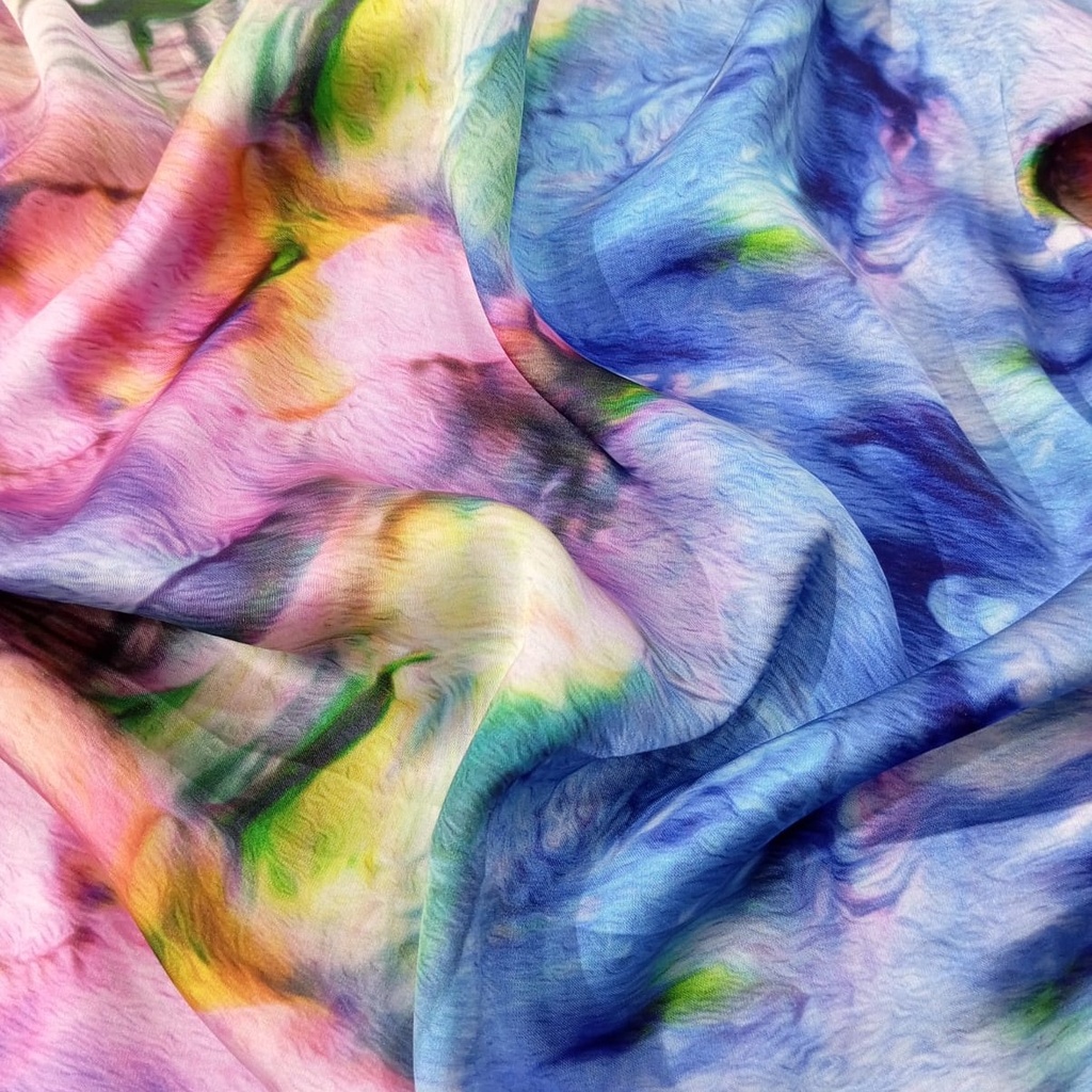 Tie Die Print On Korean Satin SS22A-KSPA76