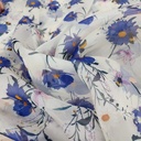 White Base Blue Flower Print On Organza SS22A-ORPA52