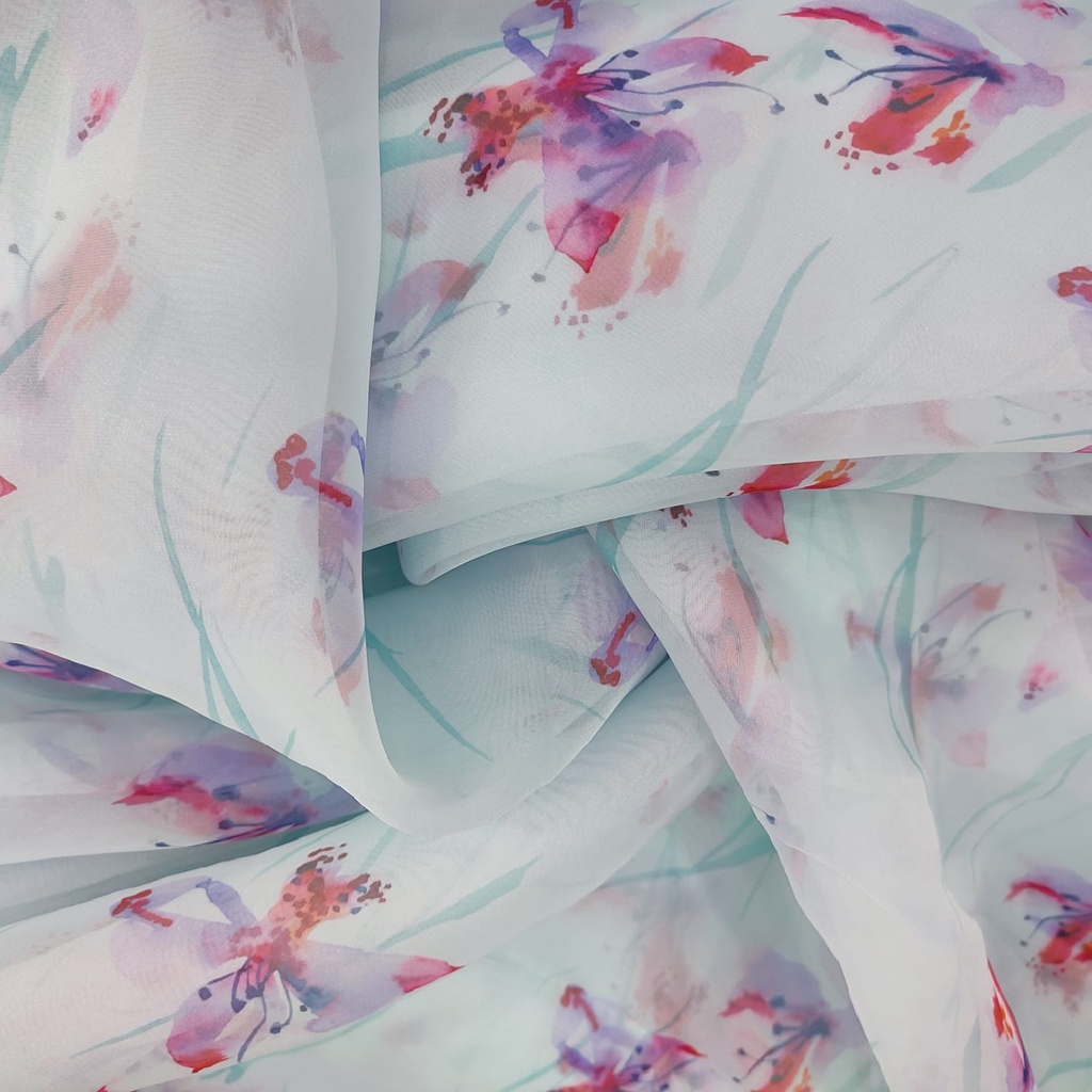 Sky Blue Base Print On Organza SS22A ORPA62