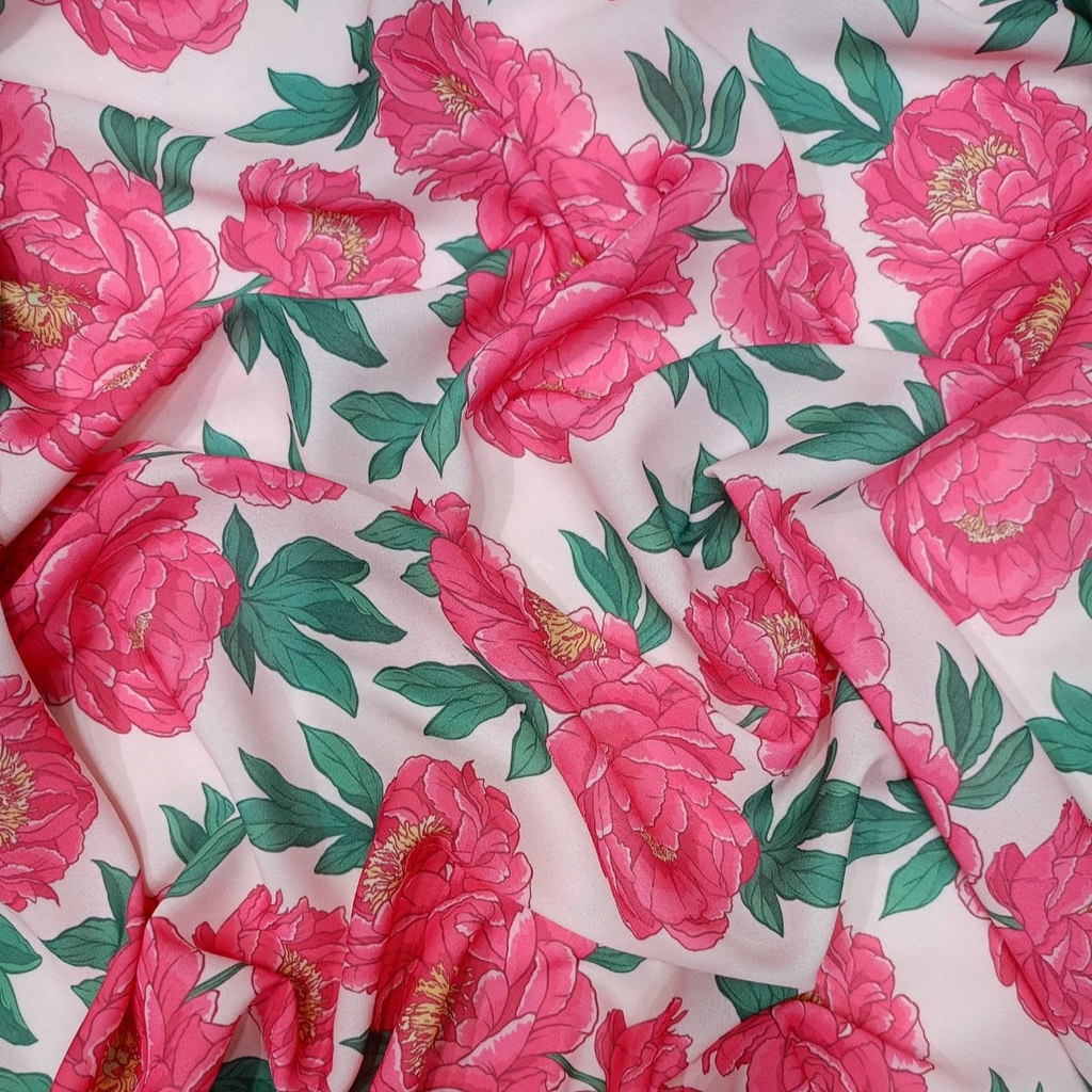 Rose Marigold Flower Print On Royal Georgette (SS22A) RGPA27
