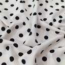 Polka Dot Print On Papaya Twill Fabric
