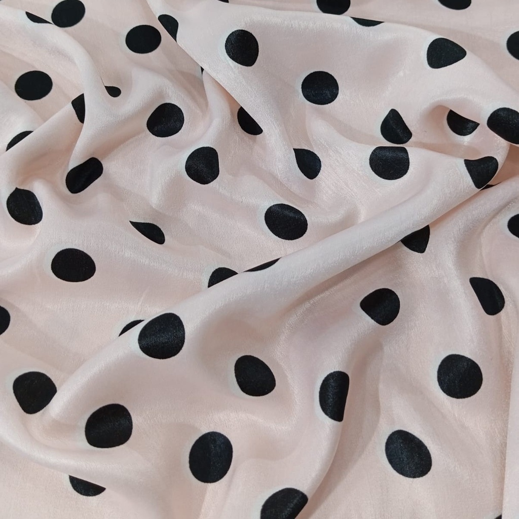 Polka Dot Print On Sandwash Satin