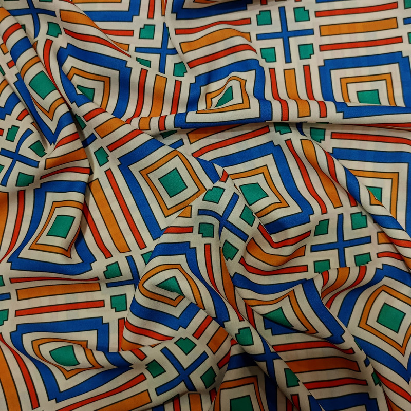 Brown Box Print On Royal Georgette (SS22N) RGPB07