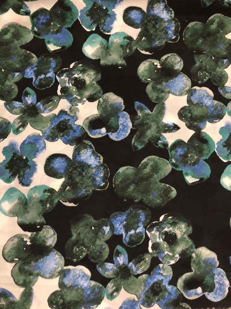 Pond Blue Leaf Print On Royal Georgette (SS22N) RGPB31