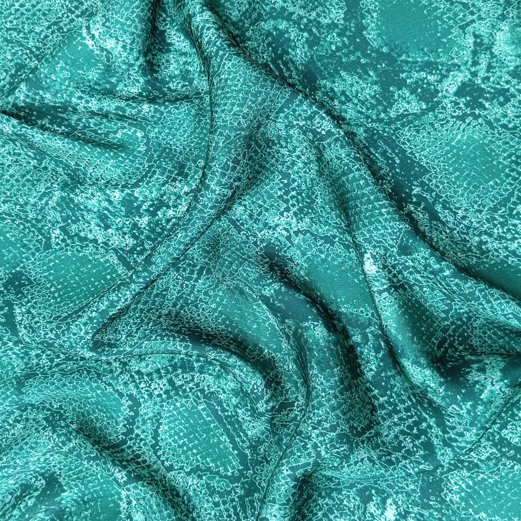 Green Snake Skin Print On Korean Satin SS22L KSPL51