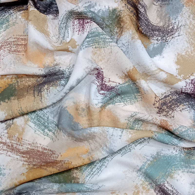 Brown Brush Art Print On Royal Georgette (SS22L) RGPL20