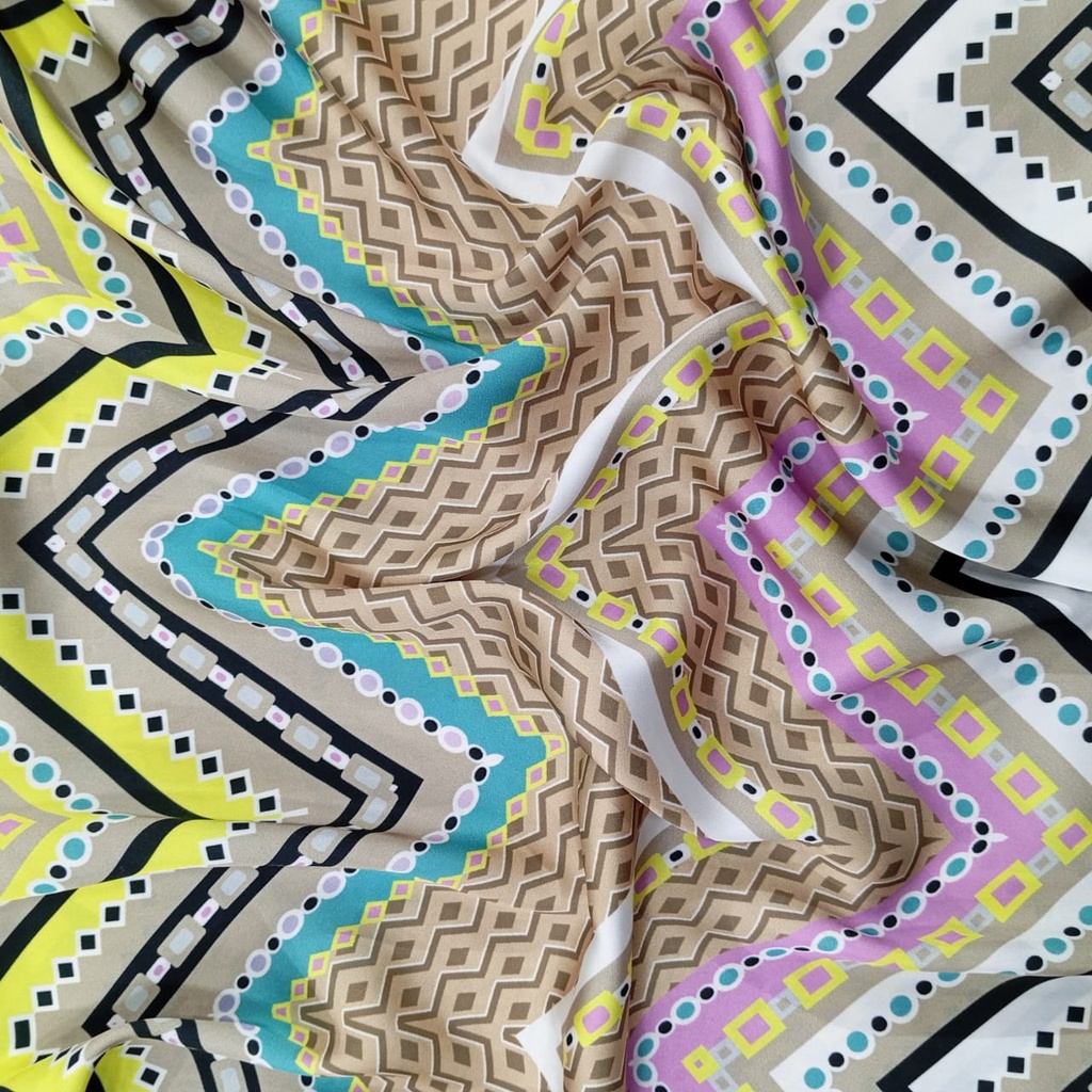 Zig Zak Artwork Print On Korean Satin SS22L KSPL13