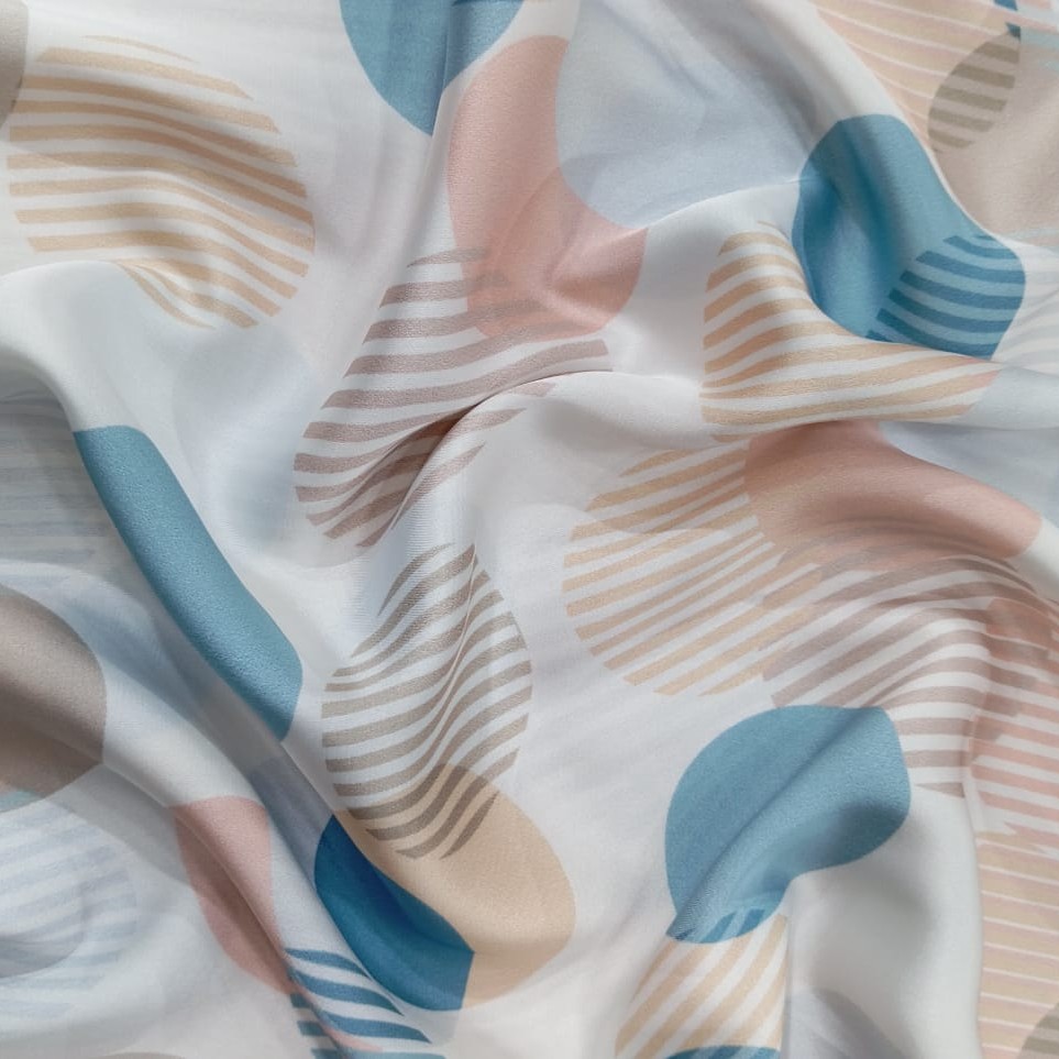 Big Colour Spots Print On Korean Satin SS22L KSPL30