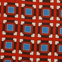 Red Box Geometrical Print On Korean Satin SS22N KSPB10