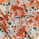 Red Flower White Base Print On Korean Satin SS22N KSPB50