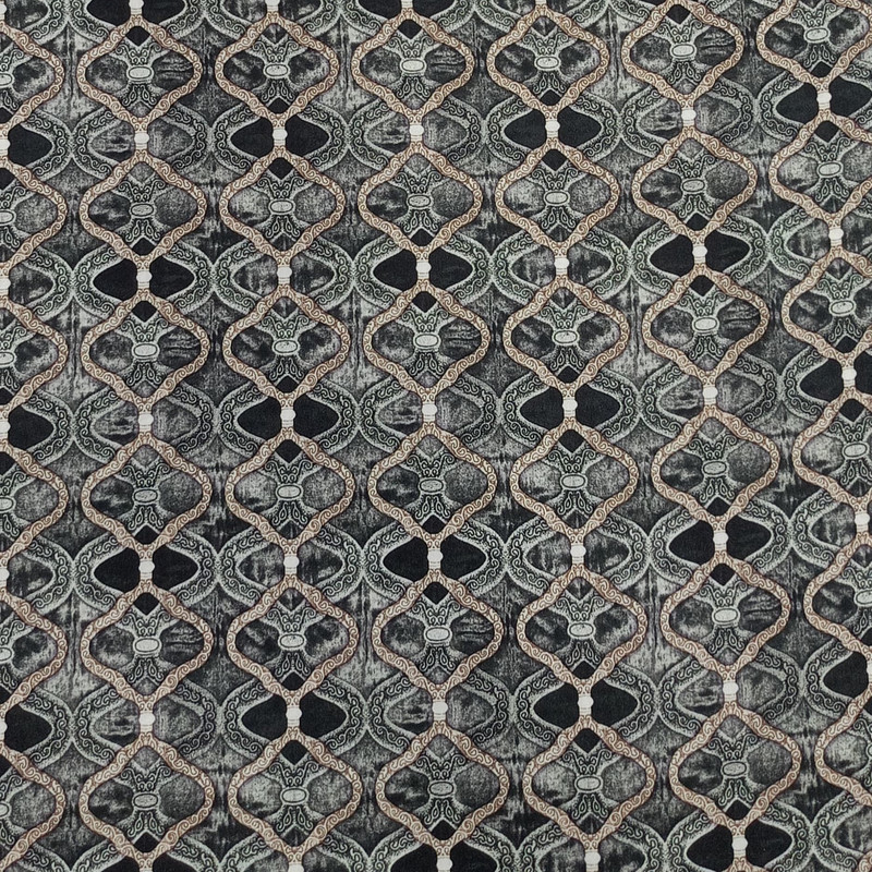 Ogee Blue Print On Korean Satin SS22N-KSPB84