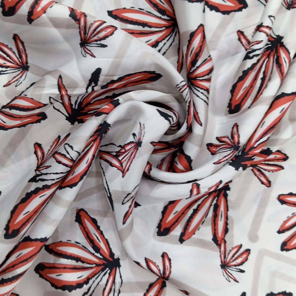 Red Bee Print On Korean Satin SS22N KSPB90