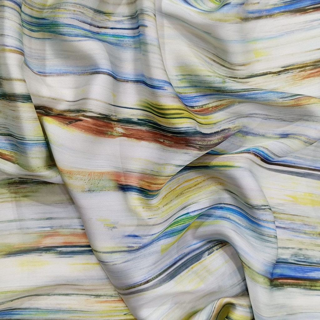 Wave Artwork Print On Korean Satin SS22N-KSPB95