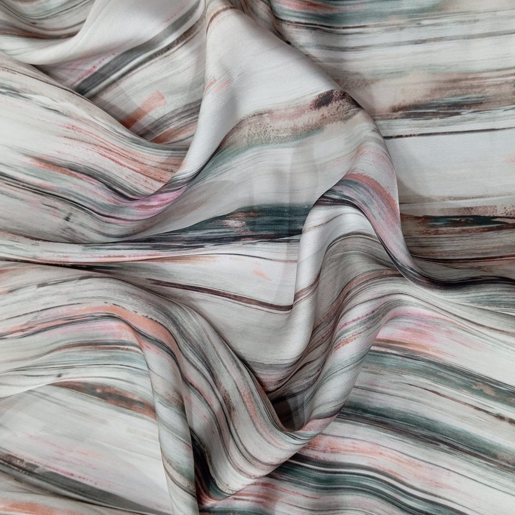 Wave Artwork Print On Korean Satin SS22N KSPB96