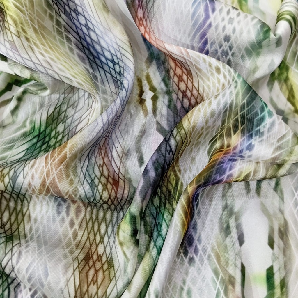 Multi Colour Snake Skin Print On Twill Satin (PA03C#2) TSPS41