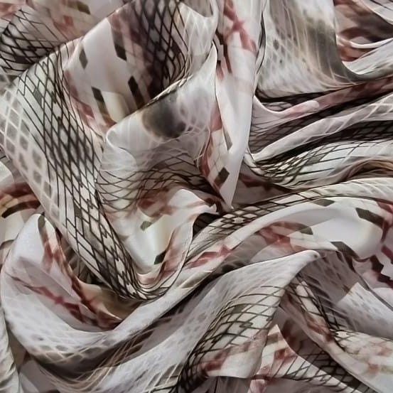 Red Colour Snake Skin Print On Twill Satin (PA03C#3) TSPS42