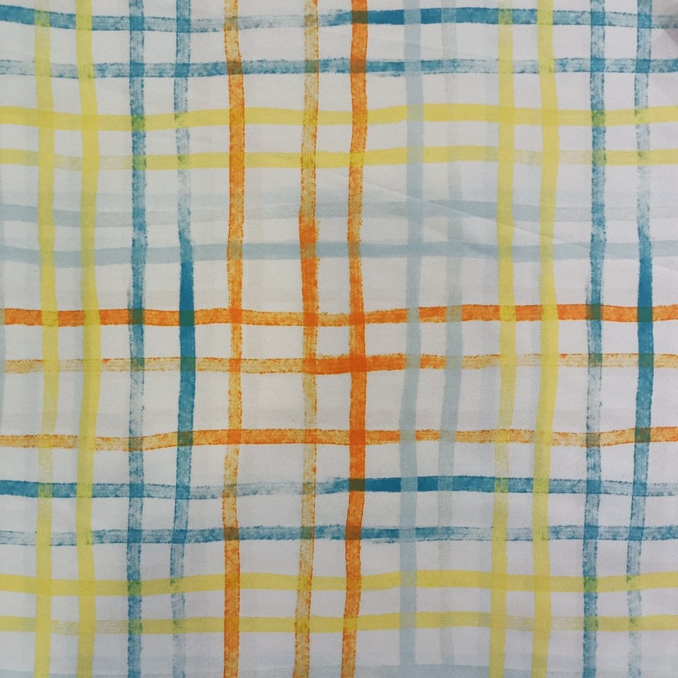 Rainbow Check Print On Twill Satin (PA02C#2) TSPS50