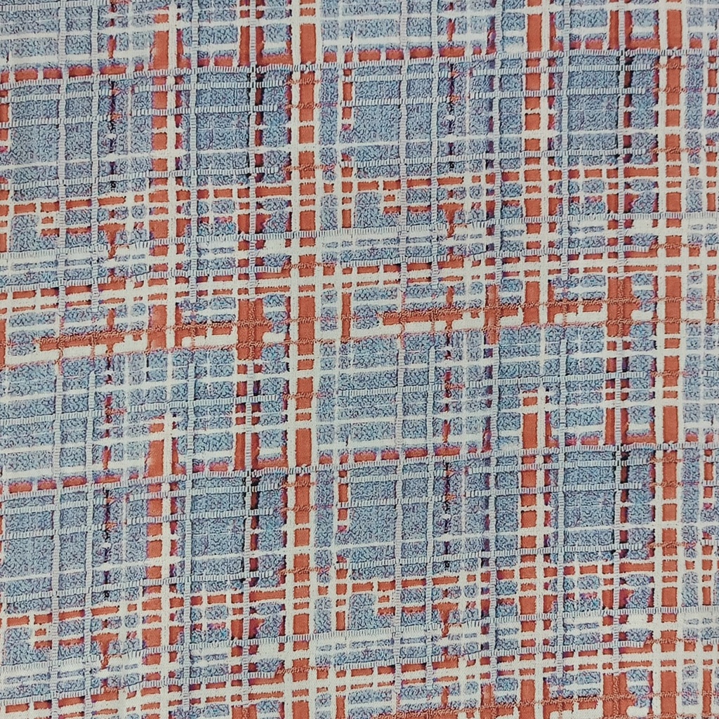 Blue Check Print On Twill Satin (PA01C#2) TSPS52