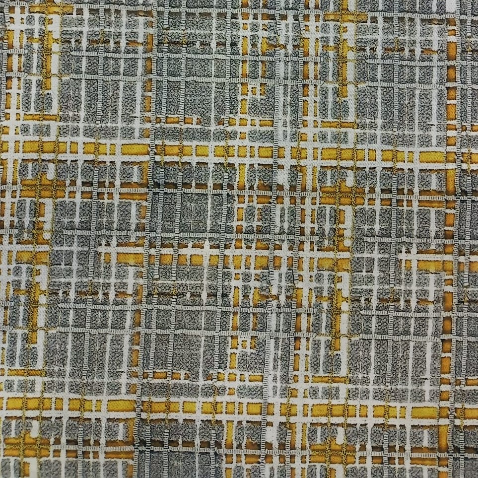 Yellow Check Print On Twill Satin (PA01C#4) TSPS54