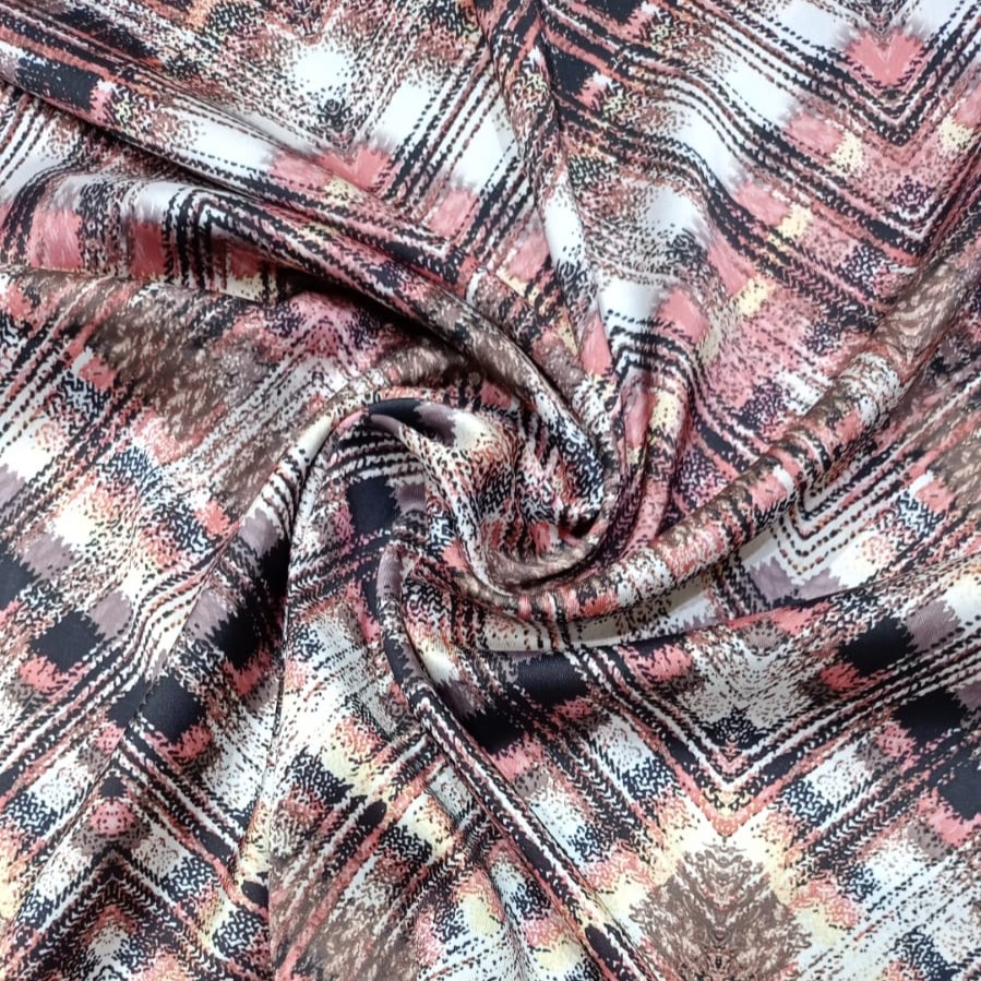 Red Abstract Art Print On Twill Satin (PA15C#2) TSPS55
