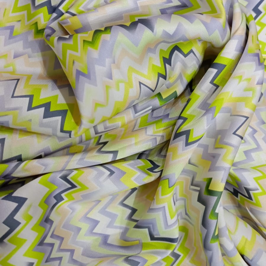 Chevron Wave Print On Twill Satin (D#76C#4) TSPS56