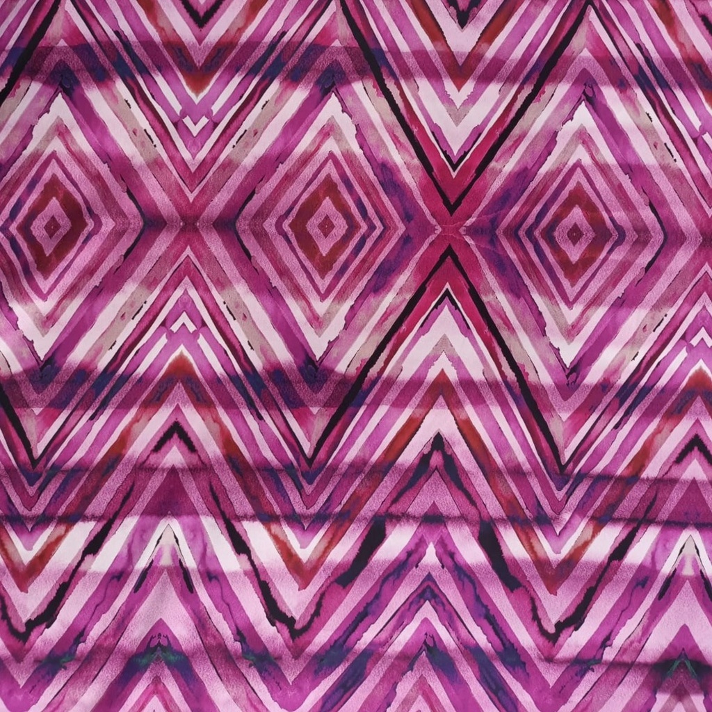 Magenta Geometrical Art Print On Twill Satin (D#71C#2) TSPS58
