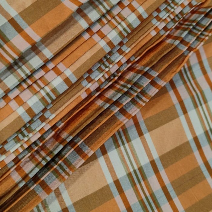 Silk Taffeta-Orange & White-Check