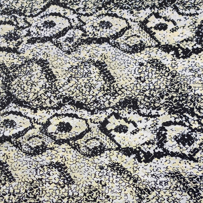 Black & Yellow Snake Print On Korean Satin S24 KSPS123