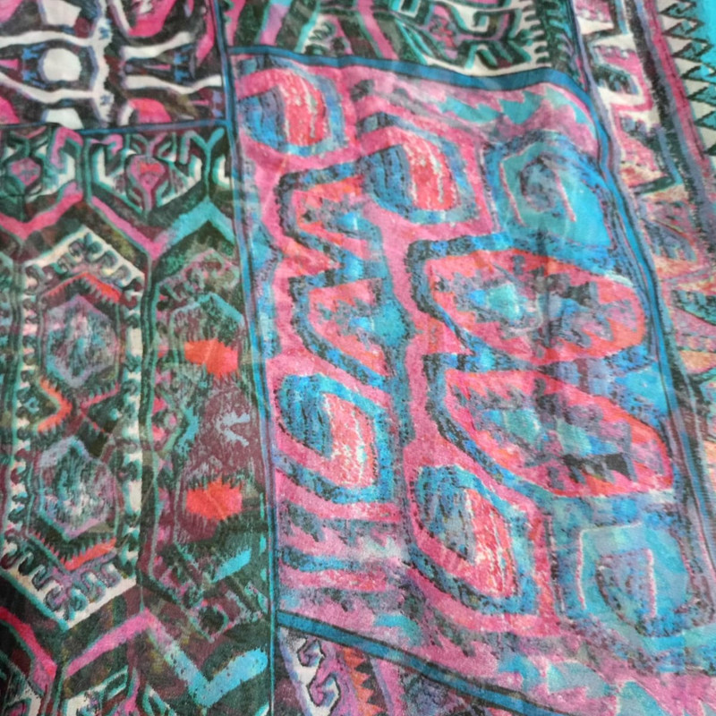 Purple Ekat Print On Flat Chiffon FCPS273