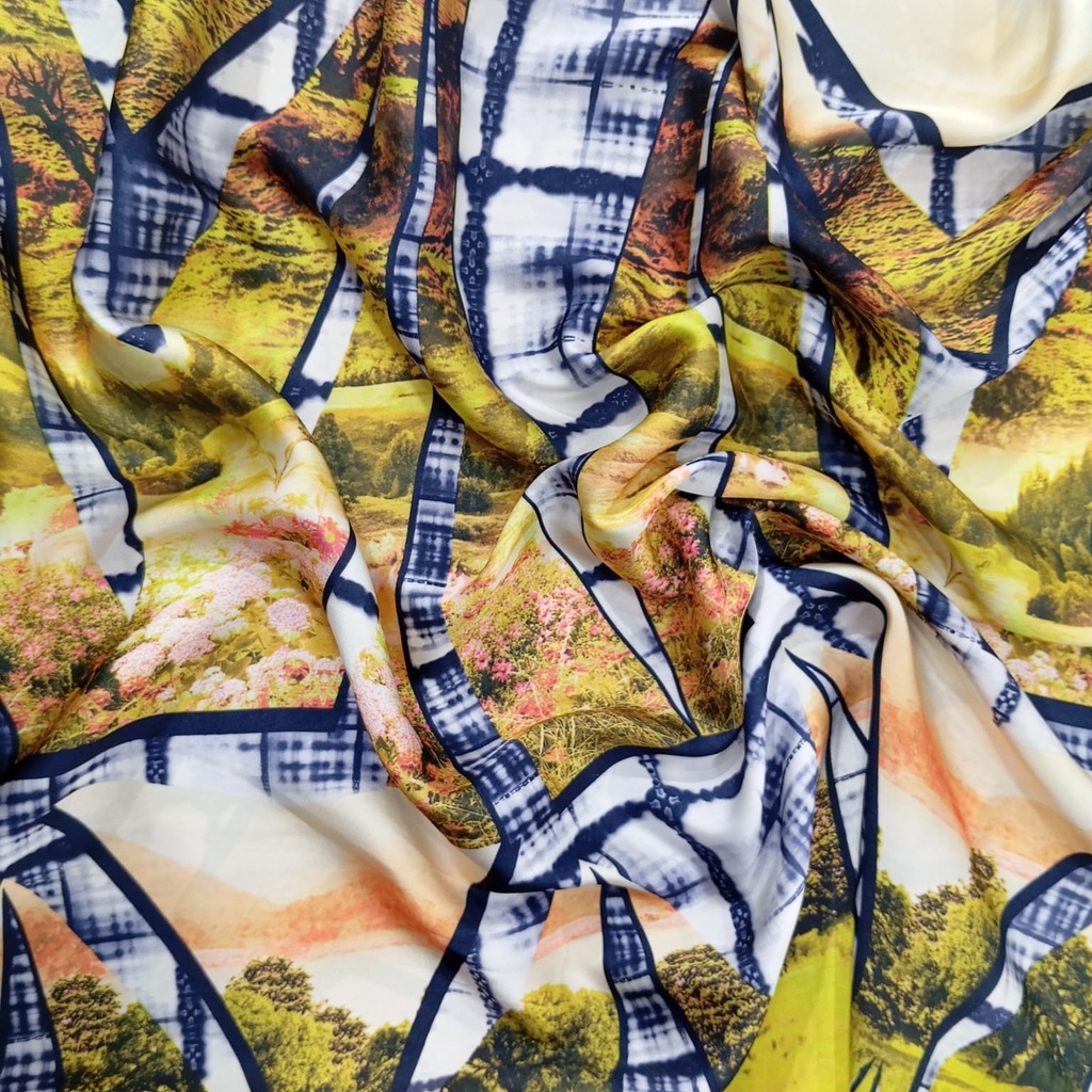 Mirror Garden Print On Habutai Satin S24 HSPS49