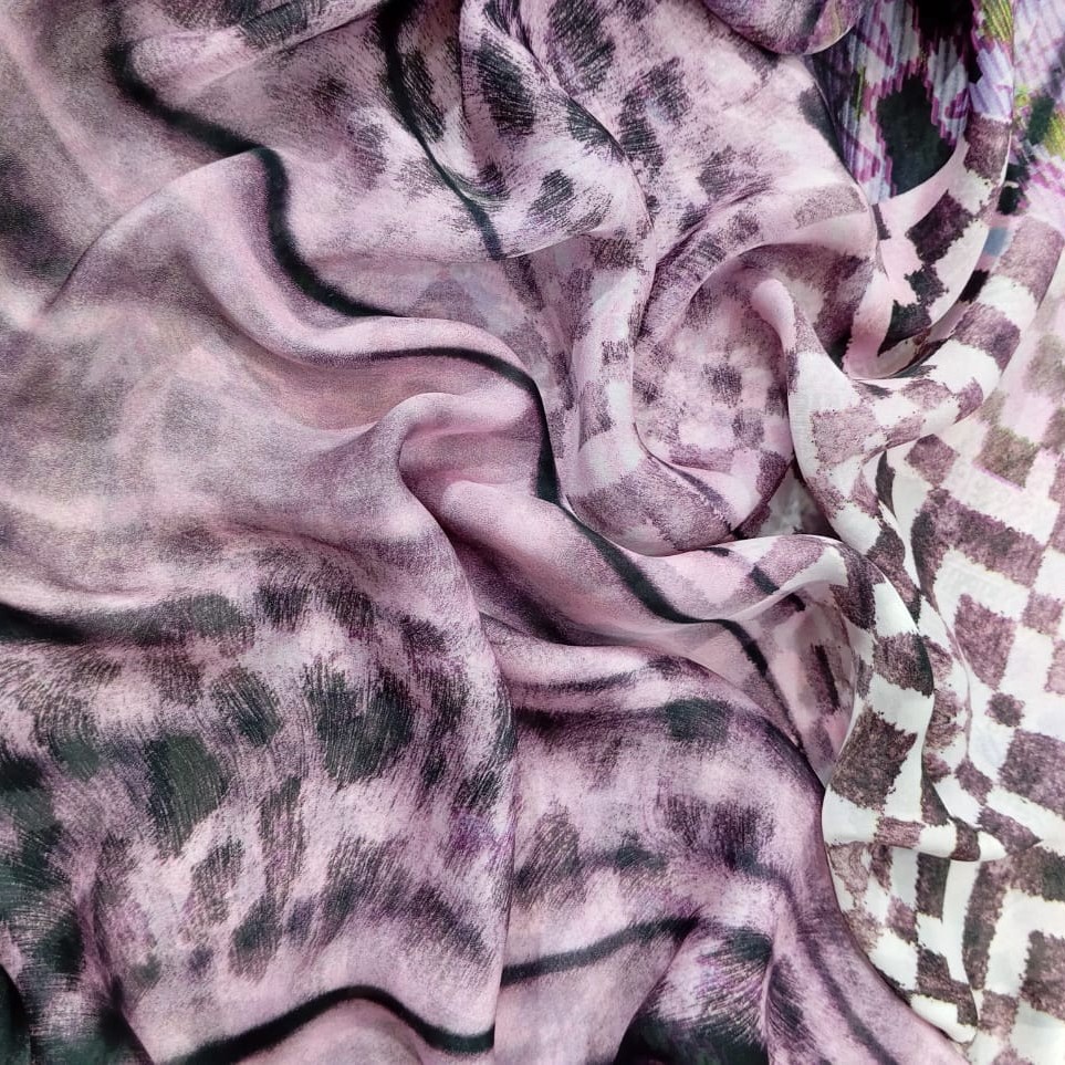 Voilet Texture Shade Print On Habutai Satin S24 HSPS68