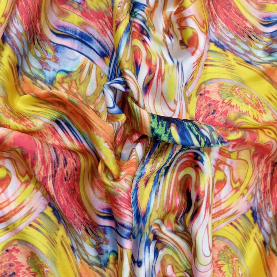 Abstract Art Print On Habutai Satin S24 HSPS69