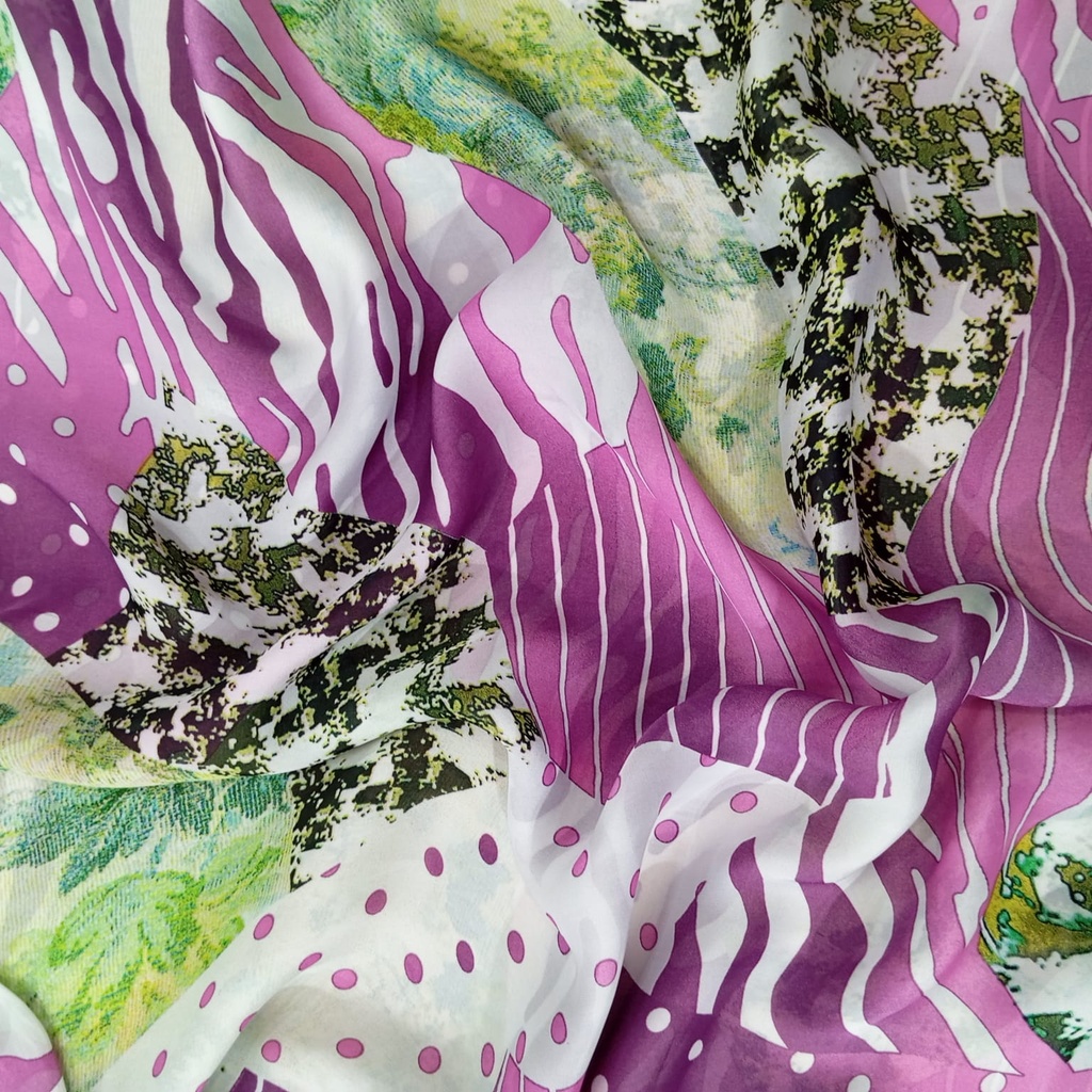 Purple Marble Print On Habutai Satin S24 HSPS13