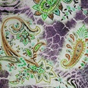 Voilet Base Brown Paisley Print On Habutai Satin S24 HSPS42