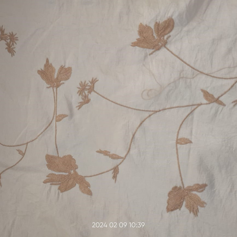 White Base Floral Prints On Embroidered Taffeta ETPS10