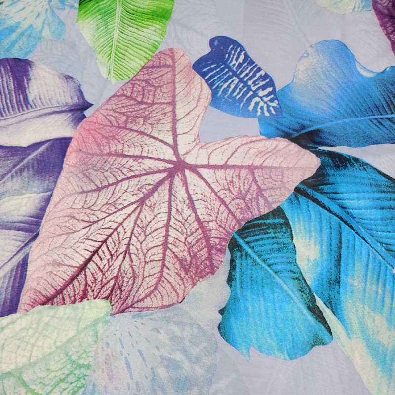 Big Leaf Print On Habutai Satin S24 HSPS87