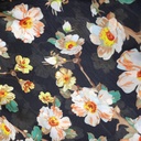 Black Base Flower  Print On Habutai Satin S24 HSPS92